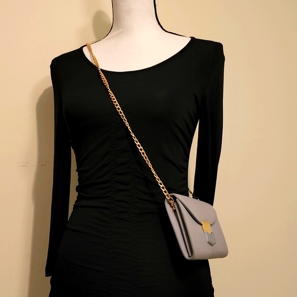 Celine Trotteur Crossbody Purse Clutch WOC Caviar Leather Gray - Picture 14 of 16